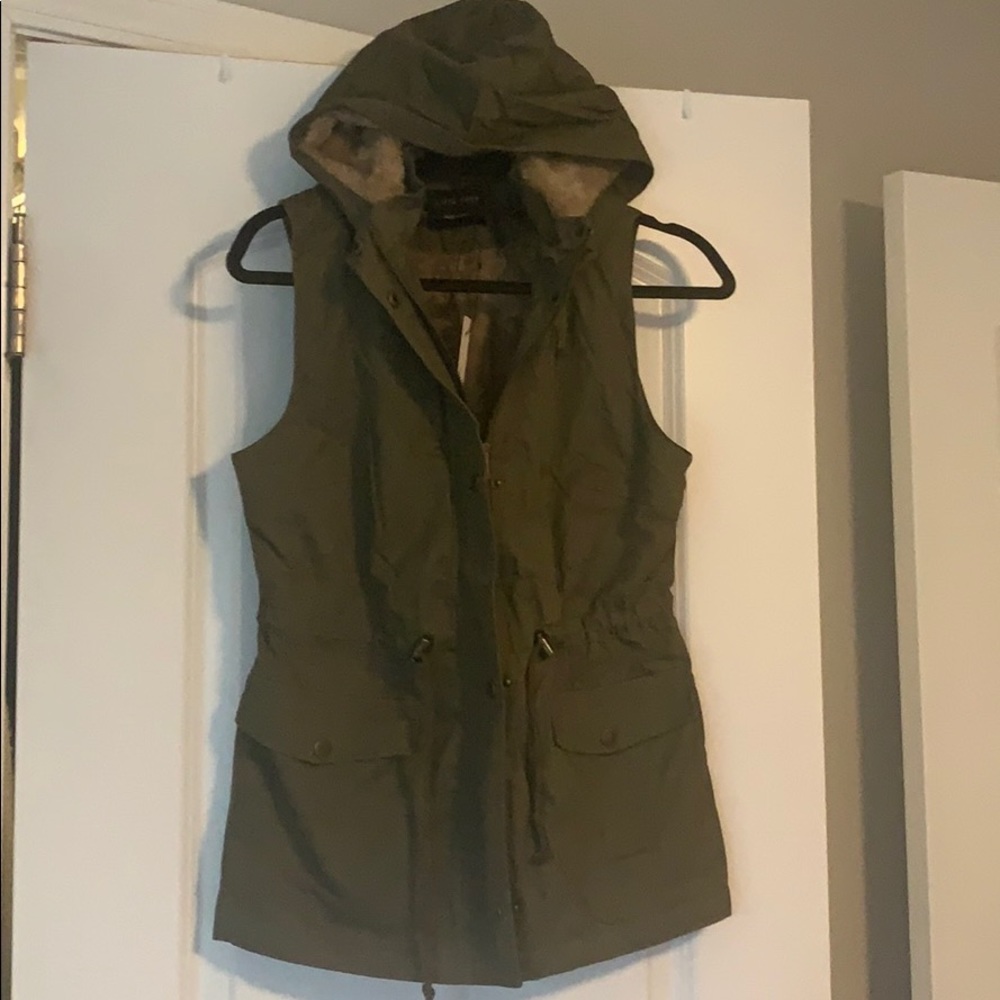 Green faux fur vest